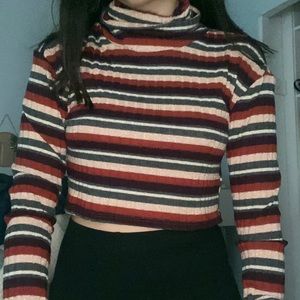 striped turtleneck crop top